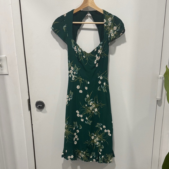 Reformation Rosi Dress Color Buena Green Sweetheart Neck Cut Out Back Size 2 - Picture 5 of 12